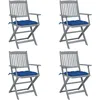 Image de Chaises Pliables D'extérieur Lot De 4 Et Coussins Bois D'acacia Vidaxl
