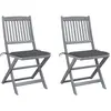 Image de Chaises Pliables D'extérieur Lot De 2 Et Coussins Bois D'acacia Vidaxl