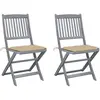 Image de Chaises Pliables D'extérieur Lot De 2 Et Coussins Bois D'acacia Vidaxl
