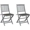 Image de Chaises Pliables D'extérieur Lot De 2 Et Coussins Bois D'acacia Vidaxl