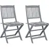 Image de Chaises Pliables D'extérieur Lot De 2 Et Coussins Bois D'acacia Vidaxl