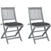 Image de Chaises Pliables D'extérieur Lot De 2 Et Coussins Bois D'acacia Vidaxl