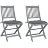 Image de Chaises Pliables D'extérieur Lot De 2 Et Coussins Bois D'acacia Vidaxl