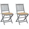 Image de Chaises Pliables D'extérieur Lot De 2 Et Coussins Bois D'acacia Vidaxl