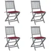 Image de Chaises Pliables D'extérieur Lot De 4 Et Coussins Bois D'acacia Vidaxl