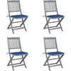 Image de Chaises Pliables D'extérieur Lot De 4 Et Coussins Bois D'acacia Vidaxl