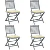 Image de Chaises Pliables D'extérieur Lot De 4 Et Coussins Bois D'acacia Vidaxl