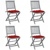 Image de Chaises Pliables D'extérieur Lot De 4 Et Coussins Bois D'acacia Vidaxl