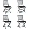 Image de Chaises Pliables D'extérieur Lot De 4 Et Coussins Bois D'acacia Vidaxl