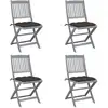 Image de Chaises Pliables D'extérieur Lot De 4 Et Coussins Bois D'acacia Vidaxl