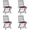 Image de Chaises Pliables D'extérieur Lot De 4 Et Coussins Bois D'acacia Vidaxl