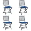 Image de Chaises Pliables D'extérieur Lot De 4 Et Coussins Bois D'acacia Vidaxl
