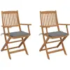 Image de Chaises Pliables De Jardin Lot De 2 Avec Coussins Bois D'acacia Vidaxl