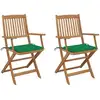 Image de Chaises Pliables De Jardin Lot De 2 Avec Coussins Bois D'acacia Vidaxl