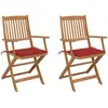 Image de Chaises Pliables De Jardin Lot De 2 Avec Coussins Bois D'acacia Vidaxl