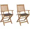Image de Chaises Pliables De Jardin Lot De 2 Avec Coussins Bois D'acacia Vidaxl