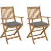 Image de Chaises Pliables De Jardin Lot De 2 Avec Coussins Bois D'acacia Vidaxl