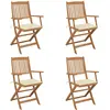 Image de Chaises Pliables De Jardin Lot De 4 Avec Coussins Bois D'acacia Vidaxl
