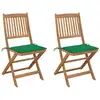 Image de Chaises Pliables De Jardin Lot De 2 Avec Coussins Bois D'acacia Vidaxl