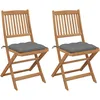 Image de Chaises Pliables De Jardin Lot De 2 Avec Coussins Bois D'acacia Vidaxl