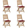 Image de Chaises Pliables De Jardin Lot De 4 Avec Coussins Bois D'acacia Vidaxl