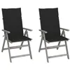 Image de vidaXL Chaises inclinables de jardin 2 pcs avec coussins Bois dacacia