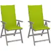 Image de Chaises Inclinables De Jardin Lot De 2 Et Coussins Bois Acacia Vidaxl