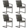 Image de Chaises À Manger Cantilever Lot De 4 Gris Cuir Véritable Vidaxl