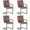 Image de Chaises À Manger Cantilever Lot De 4 Marron Cuir Véritable Vidaxl