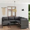 Image de vidaXL Salon de jardin 6 pcs avec coussins Résine tressée Gris 40.36 kg