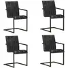 Image de Chaises À Manger Cantilever Lot De 4 Noir Cuir Véritable Vidaxl