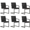 Image de Chaises À Manger Cantilever Lot De 6 Noir Cuir Véritable Vidaxl