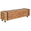 Image de Meuble Tv 110x30x32,5 Cm Bois De Teck Massif Vidaxl