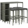 Image de Ensemble De Bar De Jardin 5 Pcs Et Coussins Résine Tressée Gris Vidaxl