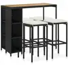 Image de Ensemble De Bar De Jardin 5 Pcs Et Coussins Résine Tressée Noir Vidaxl