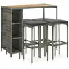 Image de Ensemble De Bar De Jardin 5 Pcs Et Coussins Résine Tressée Gris Vidaxl