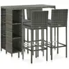 Image de Ensemble De Bar De Jardin 5 Pcs Et Coussins Résine Tressée Gris Vidaxl