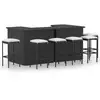 Image de Ensemble De Bar De Jardin 8 Pcs Et Coussins Résine Tressée Noir Vidaxl