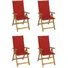 Image de Chaises Inclinables De Jardin Lot De 4 Et Coussins Bois Acacia Vidaxl