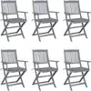 Image de Chaises Pliables D'extérieur Lot De 6 Et Coussins Bois D'acacia Vidaxl
