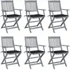 Image de Chaises Pliables D'extérieur Lot De 6 Et Coussins Bois D'acacia Vidaxl