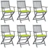 Image de Chaises Pliables D'extérieur Lot De 6 Et Coussins Bois D'acacia Vidaxl