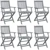 Image de Chaises Pliables D'extérieur Lot De 6 Et Coussins Bois D'acacia Vidaxl