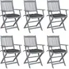 Image de Chaises Pliables D'extérieur Lot De 6 Et Coussins Bois D'acacia Vidaxl