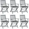 Image de Chaises Pliables D'extérieur Lot De 6 Et Coussins Bois D'acacia Vidaxl