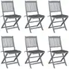Image de Chaises Pliables D'extérieur Lot De 6 Et Coussins Bois D'acacia Vidaxl