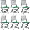 Image de Chaises Pliables D'extérieur Lot De 6 Et Coussins Bois D'acacia Vidaxl