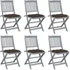 Image de Chaises Pliables D'extérieur Lot De 6 Et Coussins Bois D'acacia Vidaxl
