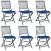 Image de Chaises Pliables D'extérieur Lot De 6 Et Coussins Bois D'acacia Vidaxl