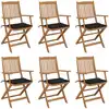 Image de Chaises Pliables De Jardin Lot De 6 Avec Coussins Bois D'acacia Vidaxl